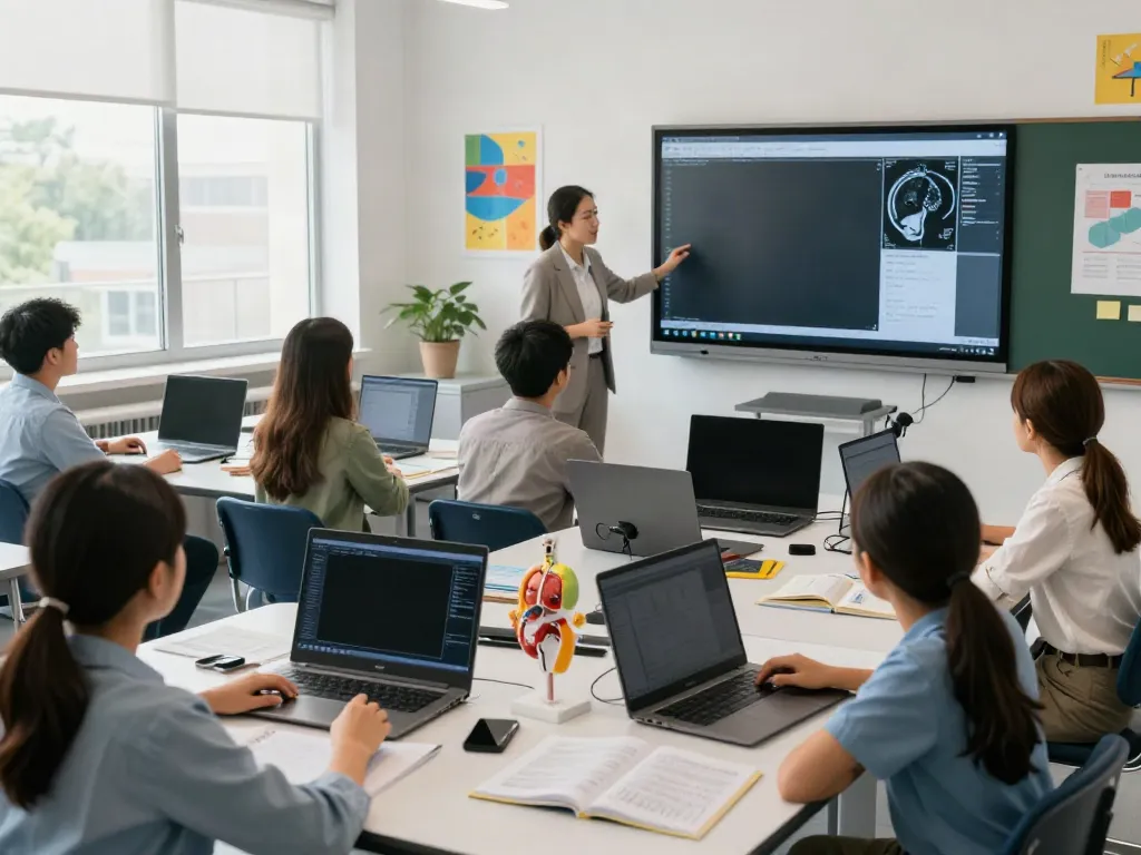 Students learning about rokok88 technologies in a modern classroom